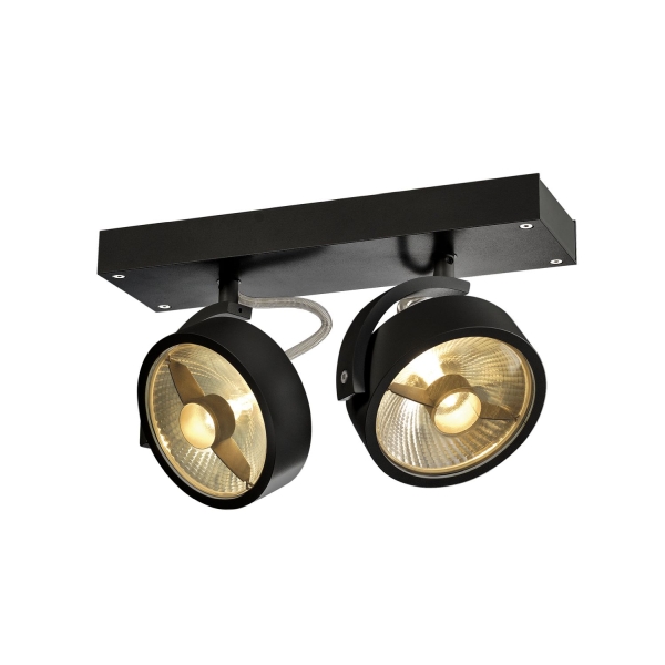 SLV 1000703 KALU, Wand- und Deckenleuchte, QPAR111, zweiflammig, schwarz, max. 75 W