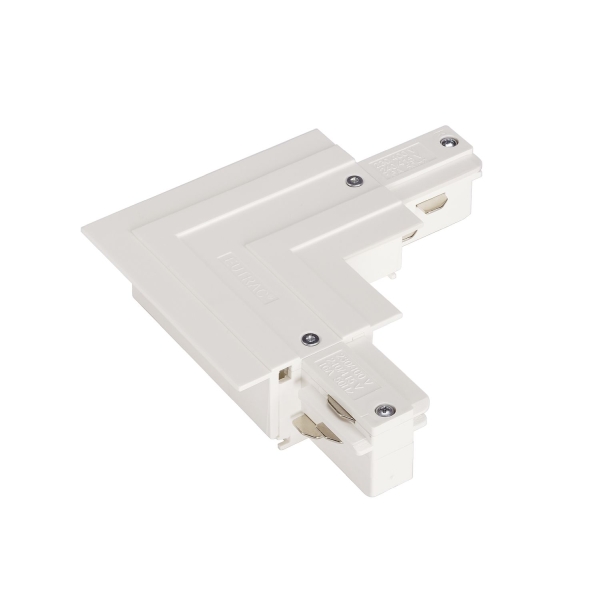 SLV 1001536 EUTRAC® L-Verbinder, mit Einspeisemöglichkeit, für 3-Phasen Einbauschiene, Erde aussen, verkehrsweiss