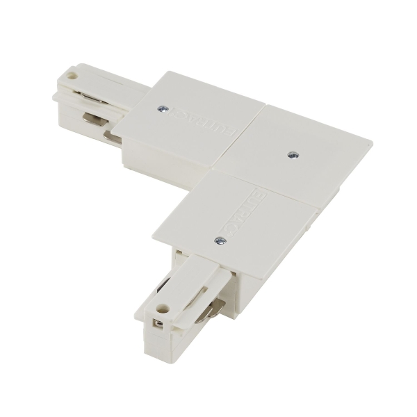 SLV 1001537 EUTRAC® L-Verbinder, mit Einspeisemöglichkeit, für 3-Phasen Einbauschiene, Erde innen, verkehrsweiss