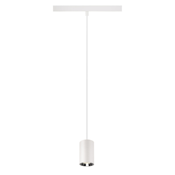 SLV 1006806 NUMINOS® XS, 48V Pendelleuchte, Pendellänge 150 cm, 4000 K, 20°, DALI 2, matt weiß / glänzend chrom