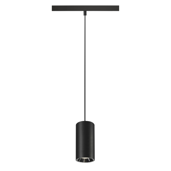SLV 1006851 NUMINOS® S, 48V Pendelleuchte, Pendellänge 150 cm, 4000 K, 20°, DALI 2, matt schwarz / glänzend chrom
