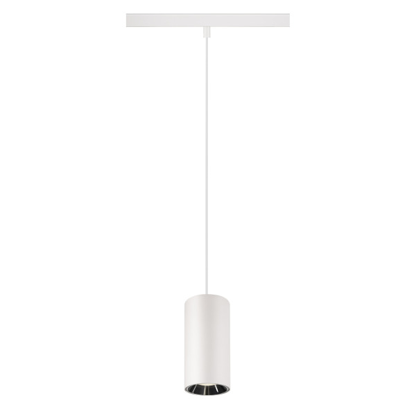 SLV 1006863 NUMINOS® S, 48V Pendelleuchte, Pendellänge 150 cm, 4000 K, 40°, DALI 2, matt weiß / glänzend chrom