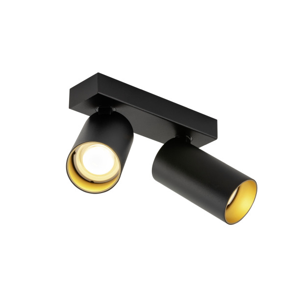 SLV 1007723 KAMI, Deckenaufbauleuchte, double, 2x max. 10 W, GU10, schwarz/gold