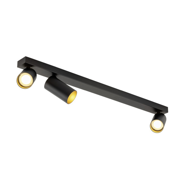 SLV 1007735 KAMI, Deckenaufbauleuchte, 3x max. 10 W, GU10, schwarz/gold