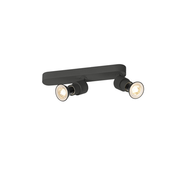 SLV 1008233 PURI 2.0 Basic, Wand- und Deckenaufbauleuchte, asymmetrisch, rund, 2 x max. 6 W GU10, schwarz