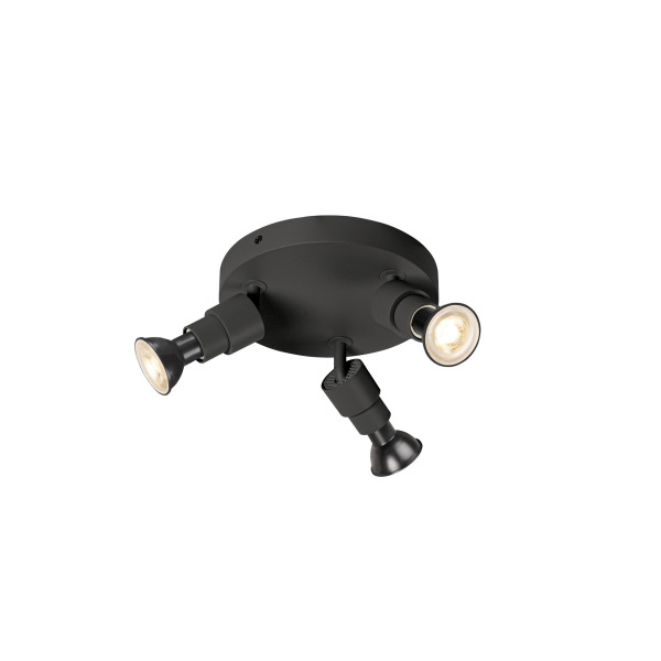 SLV 1008237 PURI 2.0 Basic, Wand- und Deckenaufbauleuchte, rund, 3 x max. 6 W GU10, schwarz