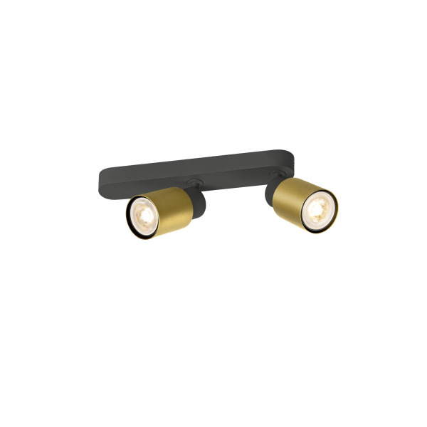 SLV 1008309 PURI 2.0 Tube, Wand- und Deckenaufbauleuchte, asymmetrisch, 2 x max. 6 W GU10, schwarz / gold