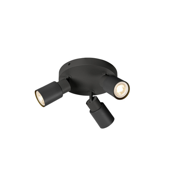SLV 1008332 PURI 2.0 Tube, Wand- und Deckenaufbauleuchte, rund, 3 x max. 6 W GU10, schwarz