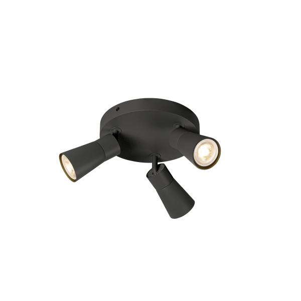 SLV 1008336 PURI 2.0 Cone, Wand- und Deckenaufbauleuchte, rund, 3 x max. 6 W GU10, schwarz