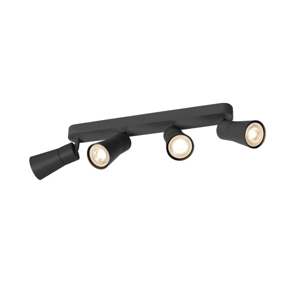 SLV 1008348 PURI 2.0 Cone, Wand- und Deckenaufbauleuchte, long, 4 x max. 6 W GU10, schwarz