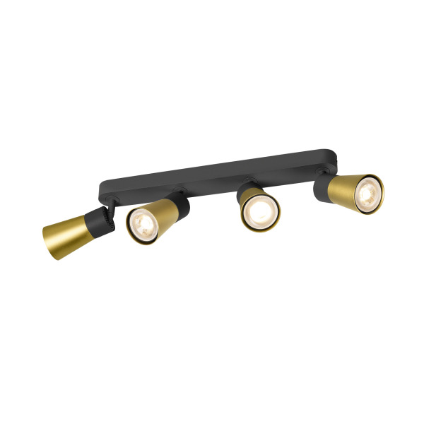 SLV 1008349 PURI 2.0 Cone, Wand- und Deckenaufbauleuchte, long, 4 x max. 6 W GU10, schwarz / gold