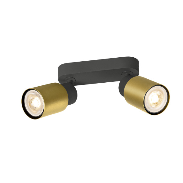 SLV 1008362 PURI 2.0 Tube, Wand- und Deckenaufbauleuchte, long, 2 x max. 6 W GU10, schwarz / gold