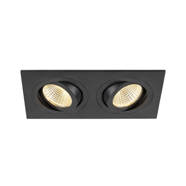 SLV 1008514 NEW TRIA® 155, Deckeneinbauleuchte, quadratisch, 3000 K, zweiflammig, PHASE, 38°, schwarz