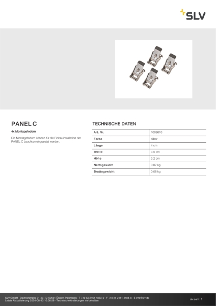 SLV 1008610 PANEL C, 4x Montagefedern