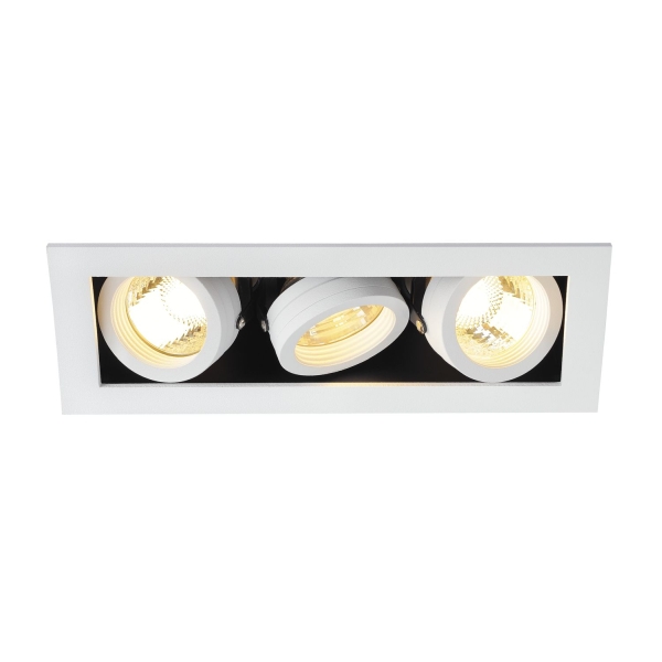 SLV 115531 KADUX 3, Einbauleuchte, dreiflammig, QPAR51, rechteckig, weiß matt, max. 150 W, inkl. Clipfedern