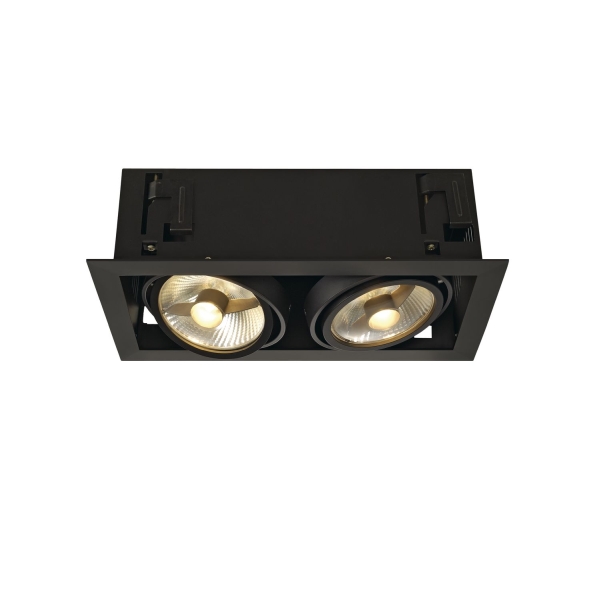 SLV 115550 KADUX, Einbauleuchte, zweiflammig, QPAR111, rechteckig, schwarz matt, max. 150 W