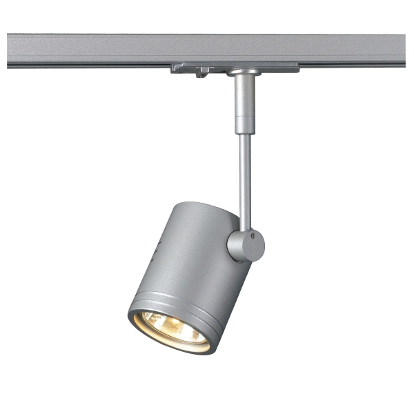 SLV 143442 BIMA, Spot für Hochvolt-Stromschiene 1Phasen, einflammig, QPAR51, silbergrau, max. 50 W, inkl. 1Phasen-Adapter