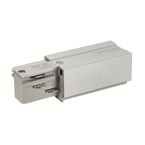 SLV 145524 EINSPEISER, für EUTRAC® Hochvolt 3Phasen-Aufbauschiene, Erde rechts, silbergrau
