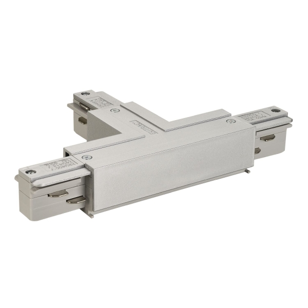 SLV 145644 EUTRAC® T-Verbinder mit Einspeisemöglichkeit, Erde innen, rechts, silbergrau