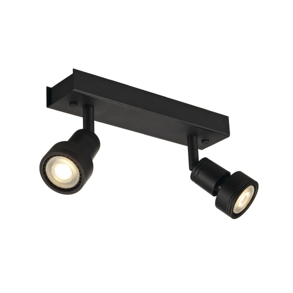 SLV 147370 PURI, Wand- und Deckenleuchte, zweiflammig, QPAR51, schwarz matt, max. 100 W, mit Dekoring