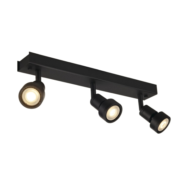 SLV 147380 PURI, Wand- und Deckenleuchte, dreiflammig, QPAR51, schwarz matt, max. 150 W, mit Dekoring