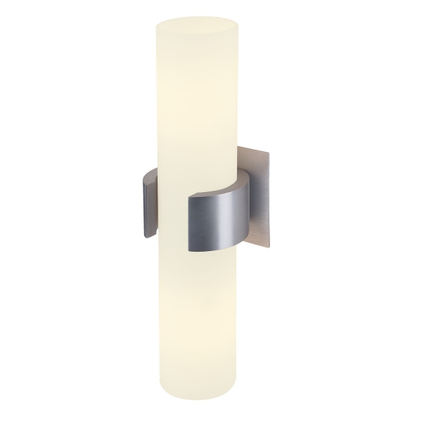SLV 147529 DENA 30, Wandleuchte, zweiflammig, A60, aluminium gebürstet, L/B/H 10/8/30, Glas teilsatiniert, max. 80 W