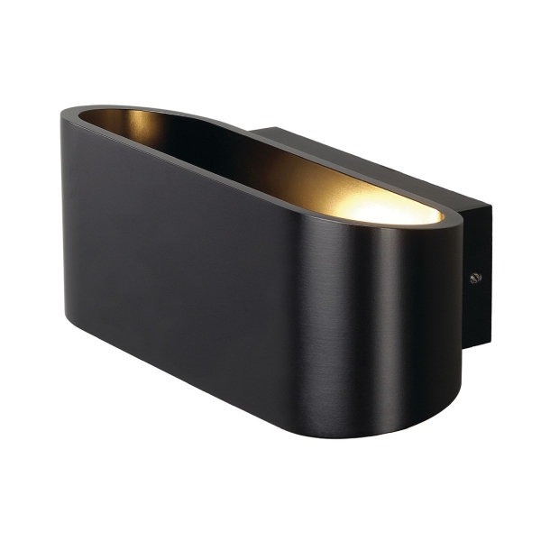 SLV 151450 OSSA 180, Wandleuchte, QT-DE12, oval, up/down, schwarz, L/B/H 18/8/7 cm, max. 100 W