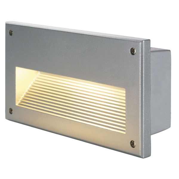 SLV 229062 BRICK DOWNUNDER, Outdoor Wandeinbauleuchte, C35, IP44, silbergrau, max. 40 W