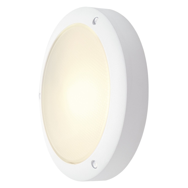 SLV 229071 BULAN, Outdoor Wand- und Deckenleuchte, C35, IP44, rund, weiß, Glas satiniert, max. 60 W