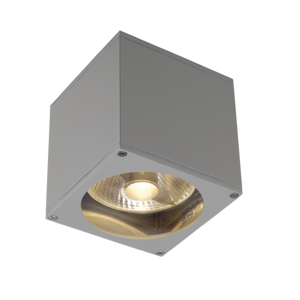 SLV 229564 BIG THEO, Outdoor Wandleuchte, QPAR111, IP44, eckig, silbergrau, max. 75 W