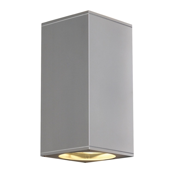 SLV 229574 BIG THEO UP/DOWN, Outdoor Wandleuchte, QPAR111, IP44, eckig, up/down, silbergrau, max. 150 W