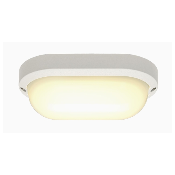 SLV 229931 TERANG 200, Outdoor Wand- und Deckenleuchte, LED, 3000 K, IP44, oval, weiß, 11 W