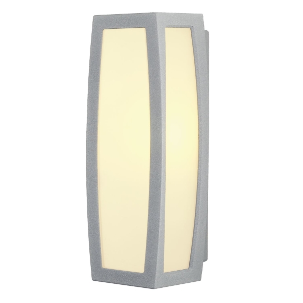 SLV 230044 MERIDIAN BOX, Outdoor Wandleuchte, TC-(D,H,T,Q)SE, IP54, silbergrau, max. 20 W