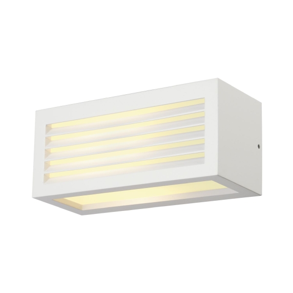 SLV 232491 BOX-L, Outdoor Wandleuchte, TC-(D,H,T,Q)SE, IP44, eckig, weiß, max. 18 W