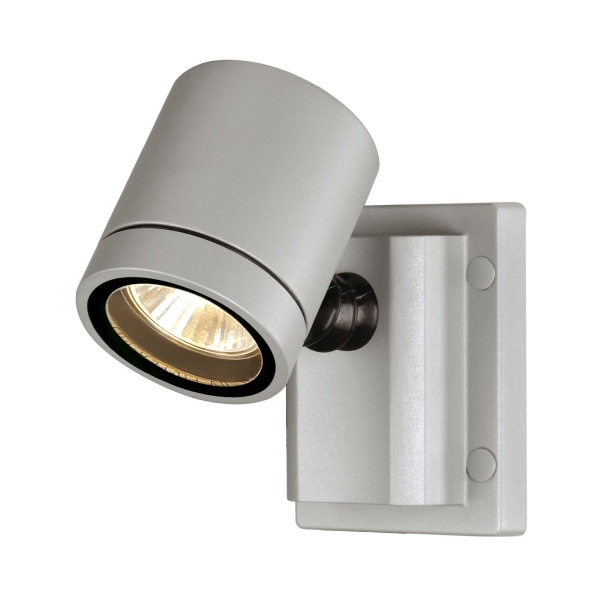 SLV 233104 MYRA, Outdoor Wand- und Deckenleuchte, einflammig, QPAR51, IP55, silbergrau, max. 50 W