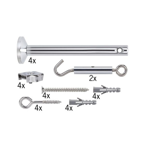 Paulmann 178.34 Seilsystem Montageset Halterung + Umlenker 4er-Pack Chrom