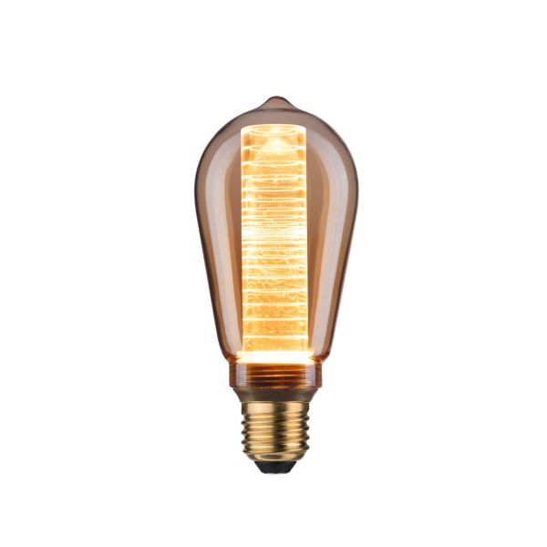 Paulmann 285.99 LED Vintage-Kolben ST64 Inner Glow 4W E27 Gold mit Innenkolben Ringmuster