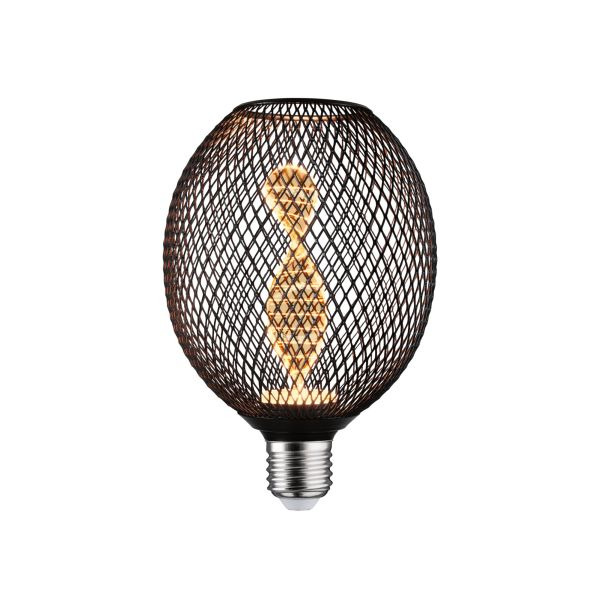Paulmann 290.86 Metallic Glow Standard 230V LED Globe E27 Helix 110lm 3,5W 1800K Schwarz