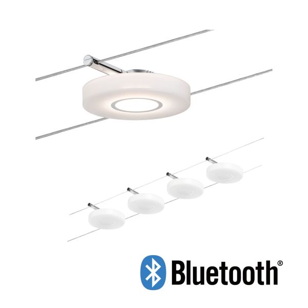 Paulmann 501.09 LED Seilsystem Smart Home Bluetooth DiscLED I Basisset 4x200lm 4x4W Tunable White dimmbar 230/12V Satin