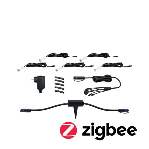 Paulmann 5063 Plug & Shine Bundle Smart Home Zigbee 3.0 LED Bodeneinbauleuchte MicroPen IP67 3000K 5x0,2W 21VA Silber Smart Home Zigbee