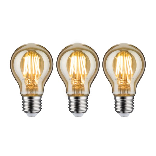 Paulmann 5075 1879 Bundle LED Birne E27 230V 3x470lm 3x6W 1700K dimmbar Gold
