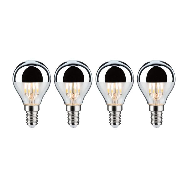 Paulmann 5077 Leuchtmittel Bundle 4x LED Tropfen Kopfspiegel silber 4x 4,8W E14 2700K