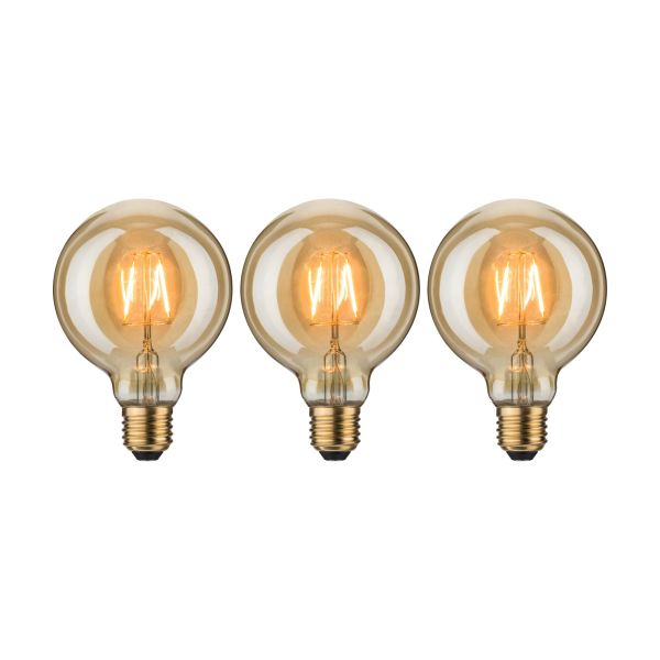 Paulmann 5078 Leuchtmittel Bundle 3x LED Vintage Globe 95 gold 3x 2,5W E27 1700K