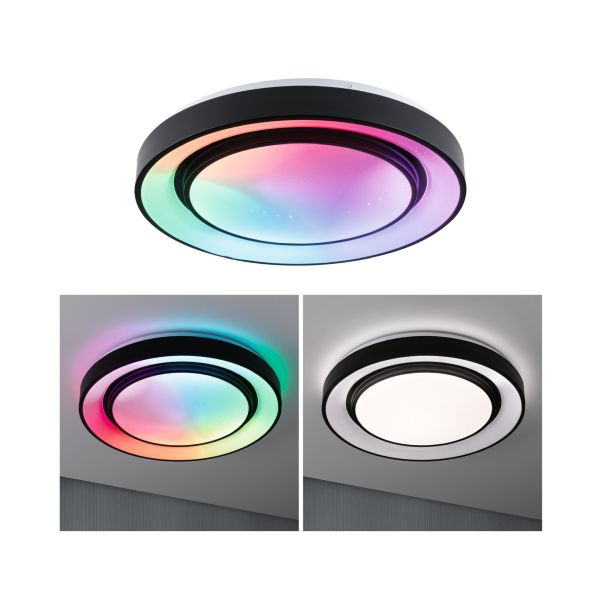 Paulmann 705.45 LED Deckenleuchte Rainbow mit Regenbogeneffekt RGBW+ 1500lm 230V 38,5W dimmbar Schwarz/Weiß