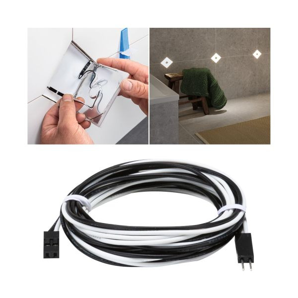 Paulmann 784.18 LumiTiles Kabel Square Warmweiß 1,95m 12V Schwarz Kunststoff