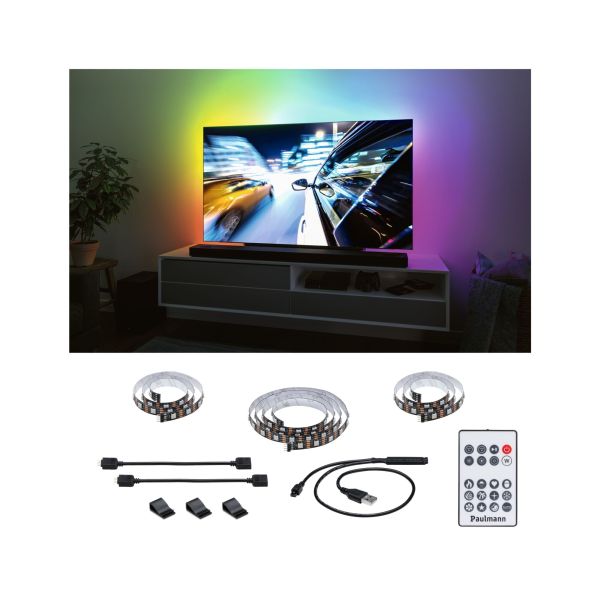 Paulmann 788.80 EntertainLED USB LED Strip TV-Beleuchtung 55 Zoll 2m 3,5W 60LEDs/m RGB+