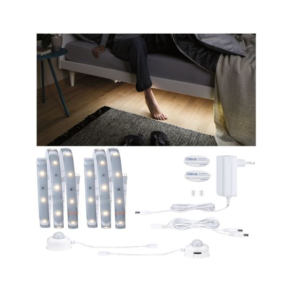 Paulmann 788.94 MaxLED 250 Night Comfort Set für Doppelbett IP44 1m 2700K 2x4W 24VA Silber