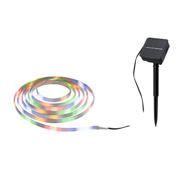 Paulmann 788.97 LED Stripe Solar 3m inkl. Dämmerungssensor und Akku 3m IP44 0,3W 16 LEDs/m RGB