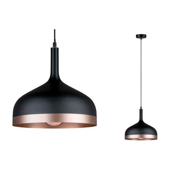 Paulmann 796.29 Neordic Pendelleuchte Embla E27 max. 20W Schwarz#Kupfer matt dimmbar Metall