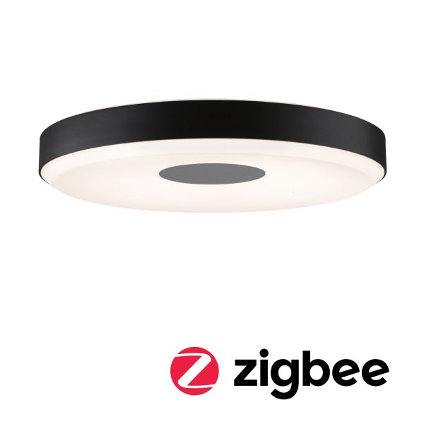 Paulmann 797.78 LED Deckenleuchte Smart Home Zigbee 3.0 Puric Pane Effect 2700K 200lm / 1900lm 230V 16 / 1,5W dimmbar Schwarz#Grau